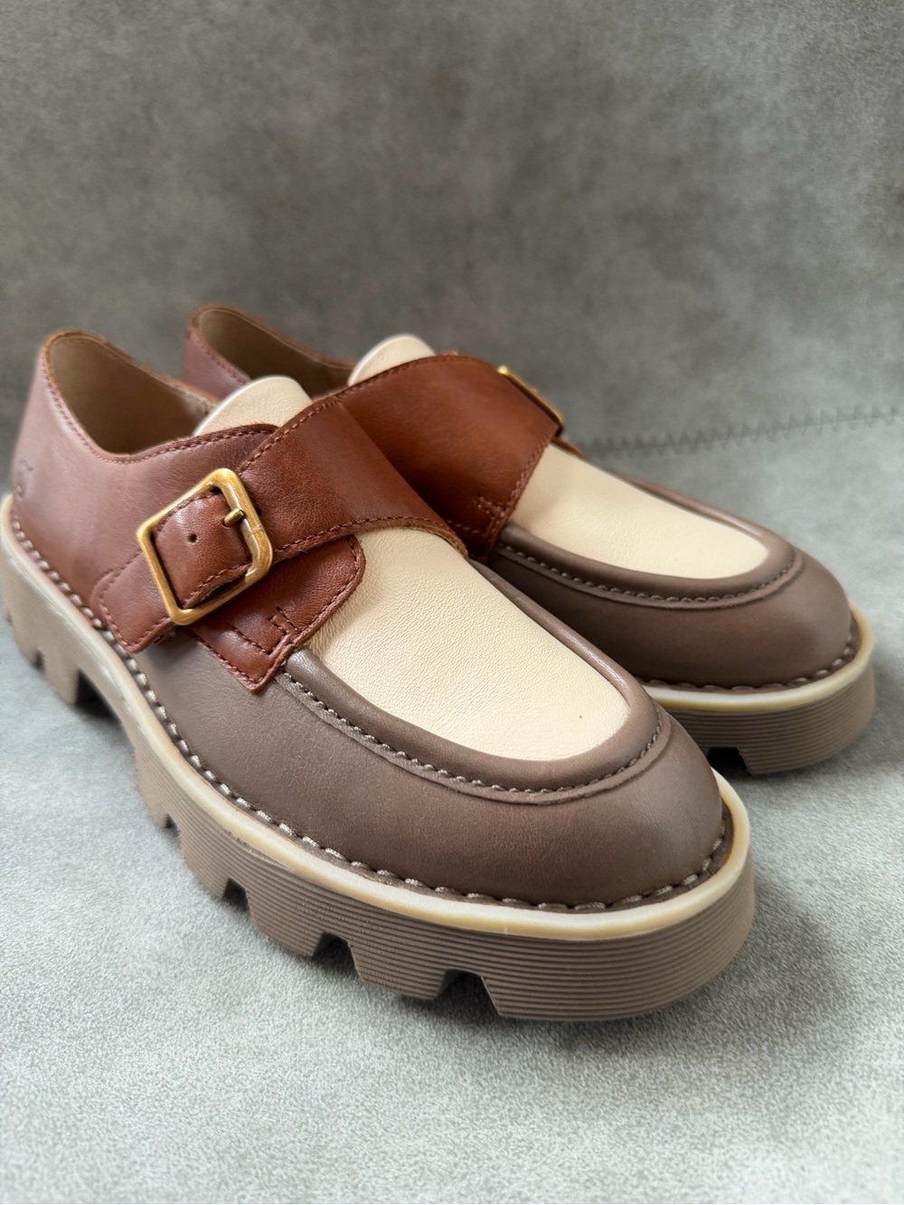 NWT Born Sammi Leather Monk Strap Lugged Platform Loafers Sz 6,5 - Picture 10 of 16